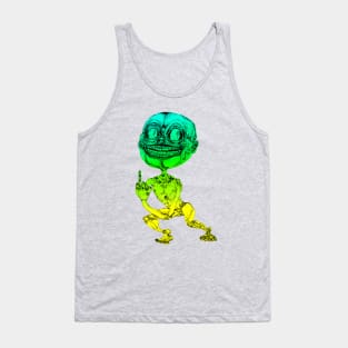 Big Eyes Big Smile Sketch Yellow Green Tank Top